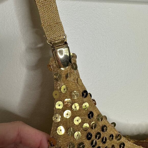 Jeanette For St. Martin RARE VINTAGE Gold Sequin Mini Dress / Size S - Picture 5 of 5